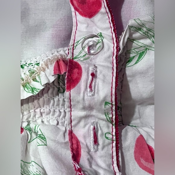 Girls White with Red Cherries Handkerchief Hem Tommy Bahama Size 4T Dress Lined - Picture 7 of 9
